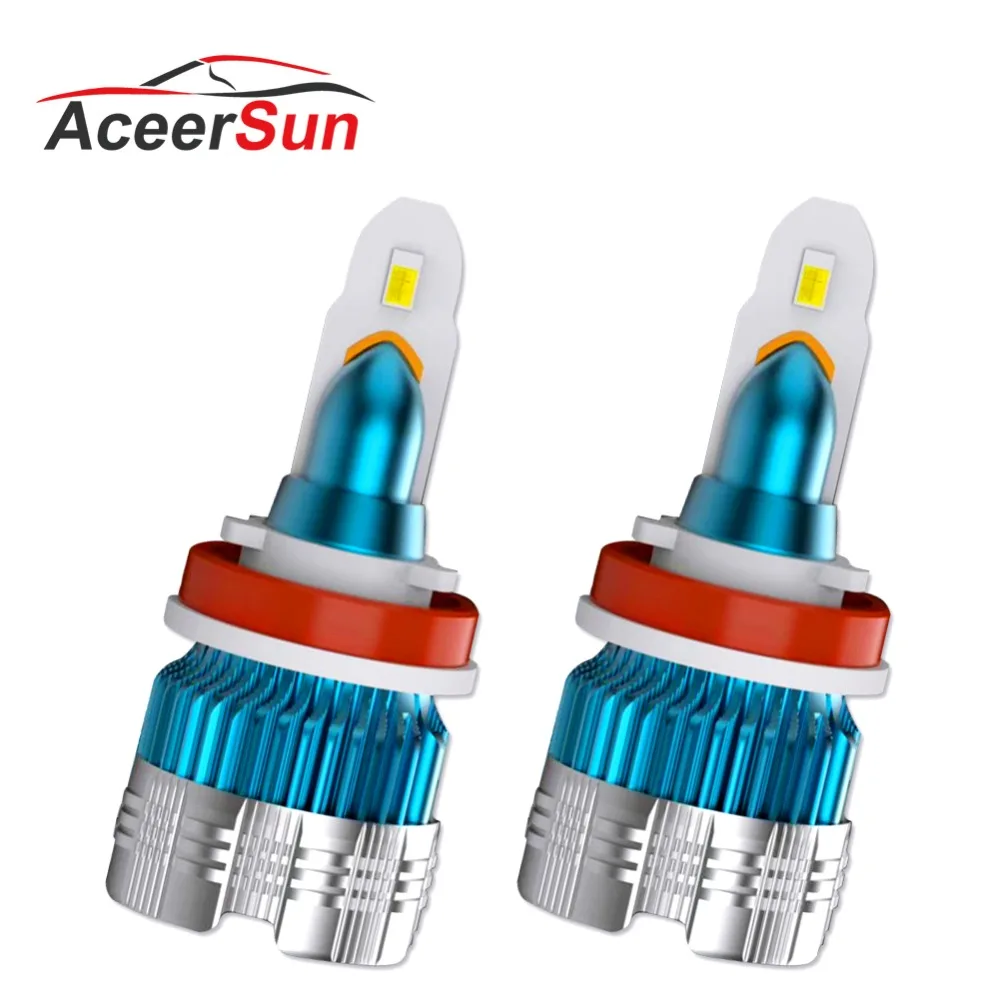 Aceersun Мини Тонкий H4 светодиод H7 Автомобильные светодиодные лампы фар 3570 чип