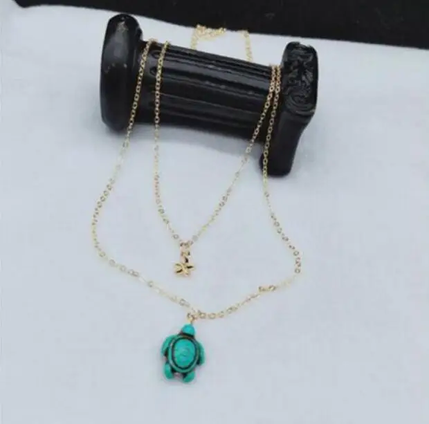 Nx311 европейская винтажная двухслойная цепочка ожерелье синий камень животное