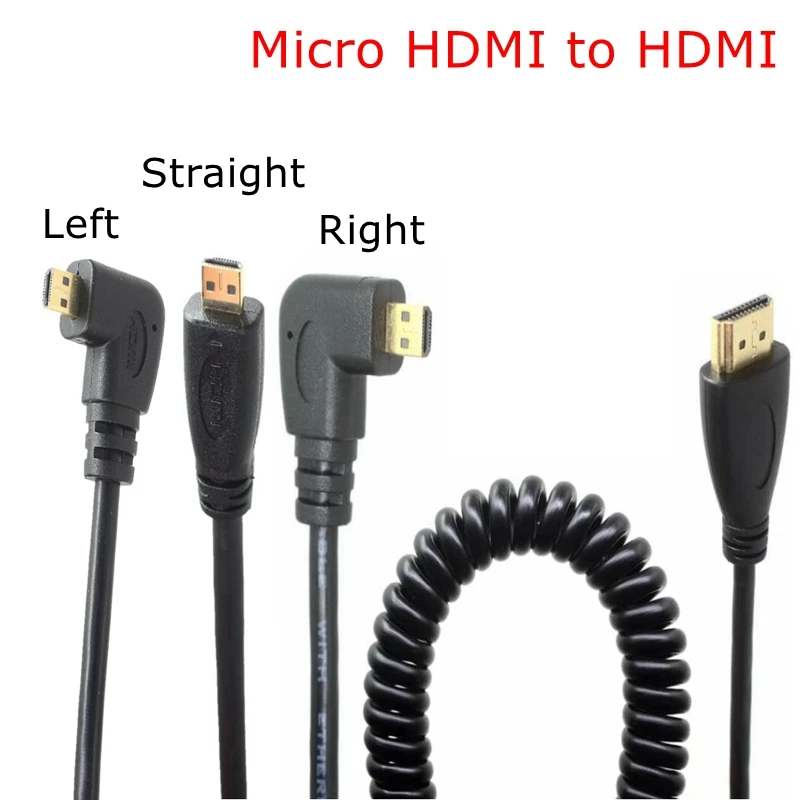 Пружинный кабель с Micro HDMI на 200 50 см 1 4 высокоскоростной позолоченный разъемом