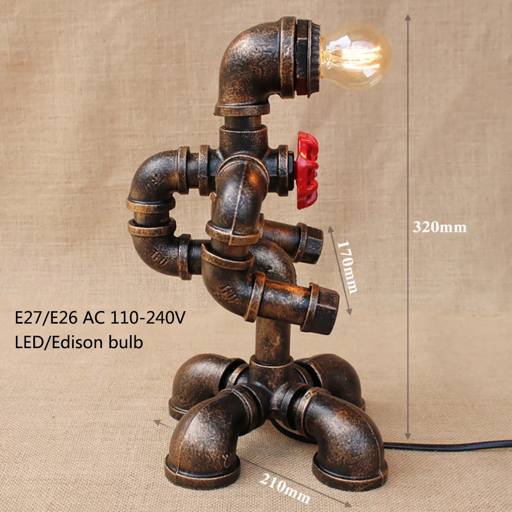 Черная мастерская в стиле арт деко настольная лампа e27 винтажный Ретро робот