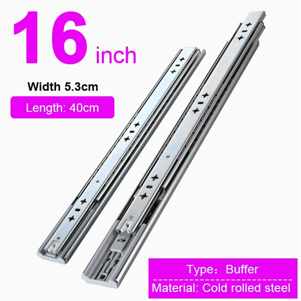 16 Inch (400mm) Мягкий закрытый сверхмощный выдвижной рельс 12-30 дюймов шарикоподшипник мягкий закрытый три секции полная выставка - Цвет: 16 Inch (400mm)