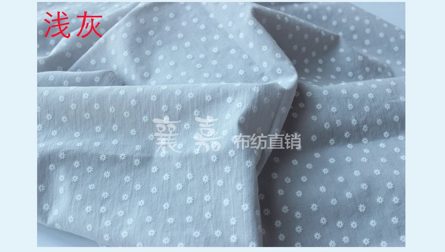 White flower 100*140cm Cotton Crepe Fabric Wear Gauze Printing Seersucker Pants Mosquito Pajamas Fabric D30