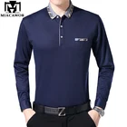 Рубашка-поло MIACAWOR T683 мужская с длинным рукавом, повседневная однотонная, модный воротник, на весну