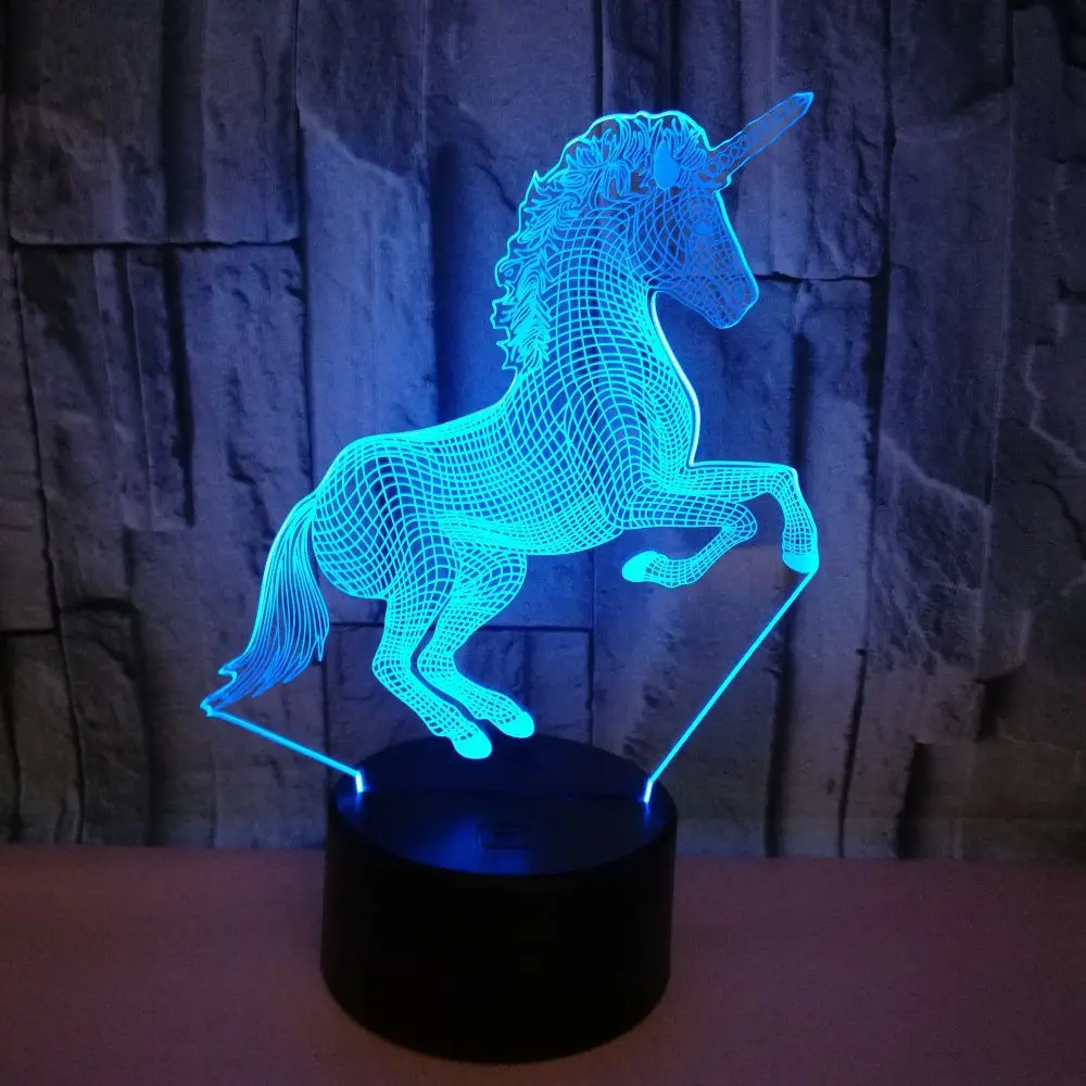 

Animal Horse 3d Nightlight 7 color Touch Led Visual Gift 3d Table Lamp Lovely cartoon children's toys 7 color change Desk Lamp