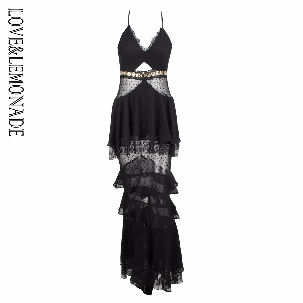 Love& Lemonade многослойное длинное платье с оборками, шифон, кружево, 3 цвета, LM0926