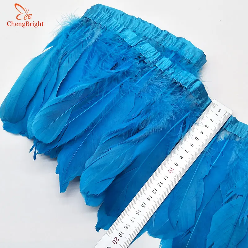 

ChengBright Hot Goose Feather Trims 10Yards Dyed Goose Feather Ribbon Fringes Goose Feather Cloth Belt 5-6inch/13-18cm Q