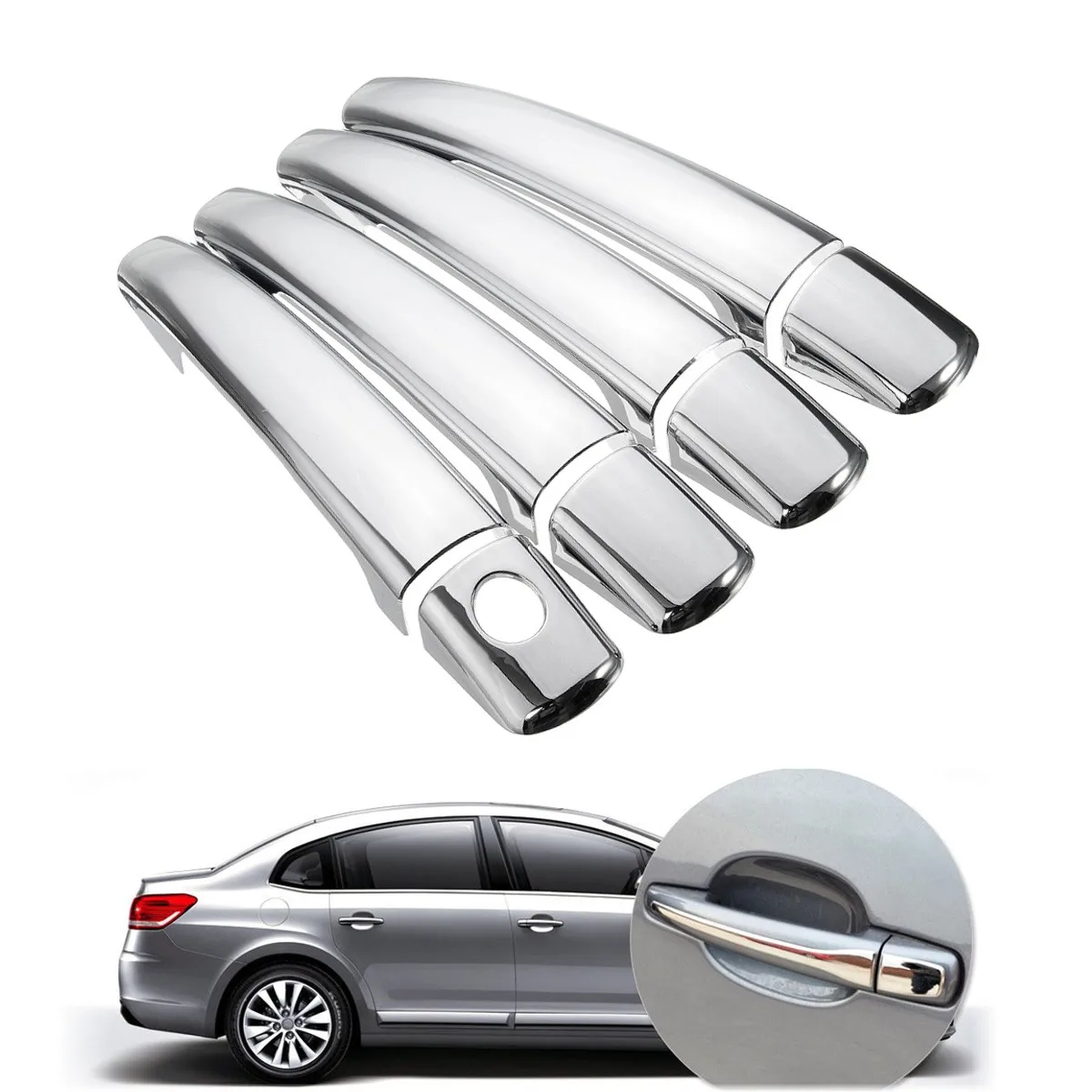 8 шт. Авто хромированная дверная ручка Крышка для Peugeot 08 10 207 308 407 Citroen C4 C6