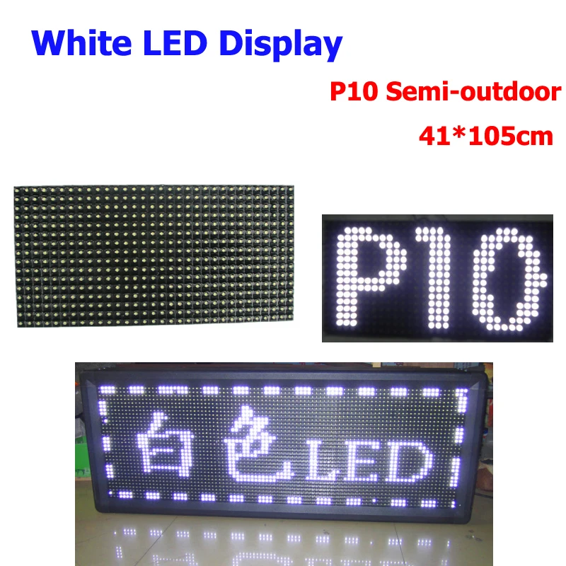 

White P10 Programmable LED Scrolling Moving Message Sign Board 41*105cm Super Bright LED Advertising Board
