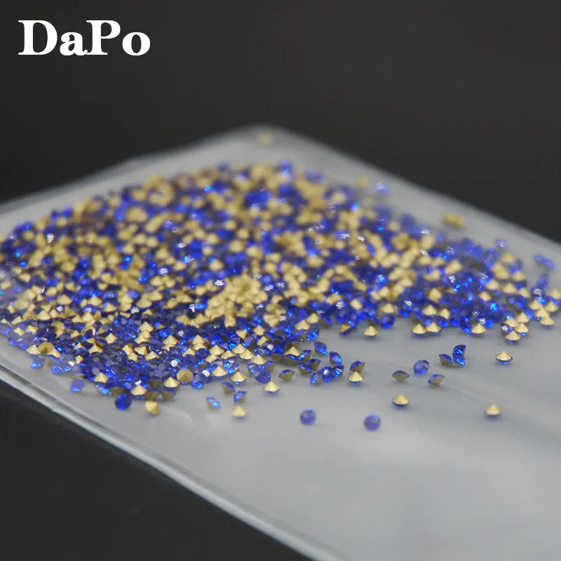 sapphire Hisenlee цвета чешские хрустальные точечные Стразы шатон СТРАЗА камень SS3 1,3 мм конус с заостренным фольгированным дном Назад DIY граненный Декор - Цвет: sapphire