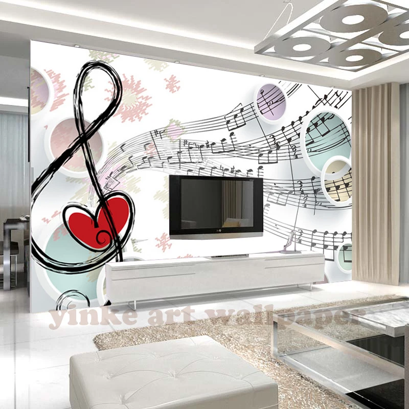 Custom 3D Abstract Musical Children's Room music circle Large Mural Cafe Restaurant Bar Bedroom Streets Rock Non-woven Wallpaper |