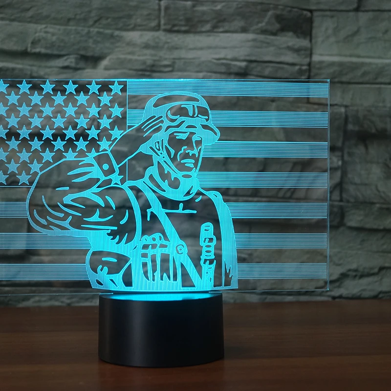 Креативные красочные градиенты атмосфера визуальный 3D флаг США Солдат литье