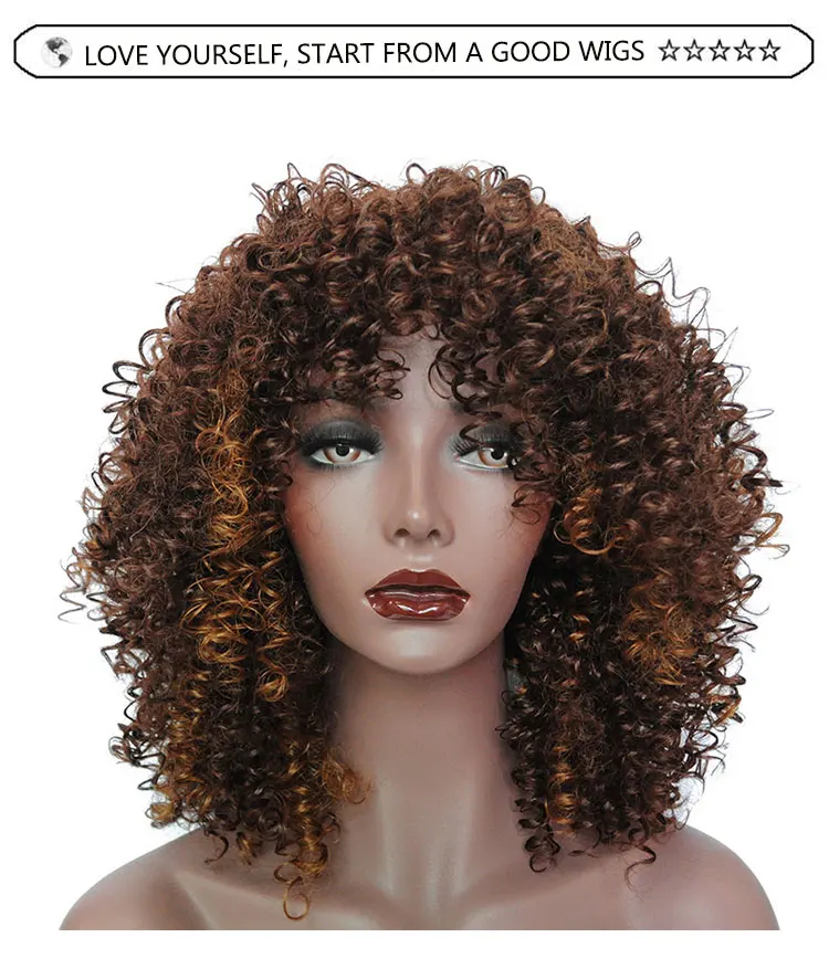 MSIWIGS Ombre короткий парик из черных кудрявых волос для женщин коричневый синтетический афро парик с челки термостойкие красные волосы