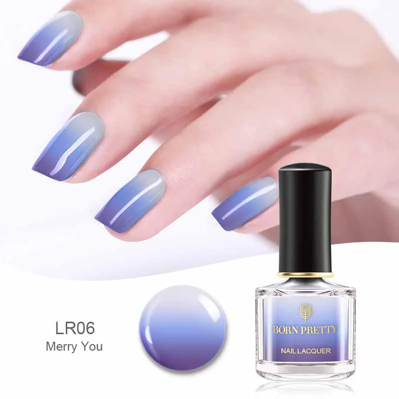 BP-LR06 BORN PRETTY 6 мл термальный лак для ногтей сверкающий температурный Цвет Изменение цвета красочное голографическое искусство ногтей лак дизайн - Цвет: BP-LR06