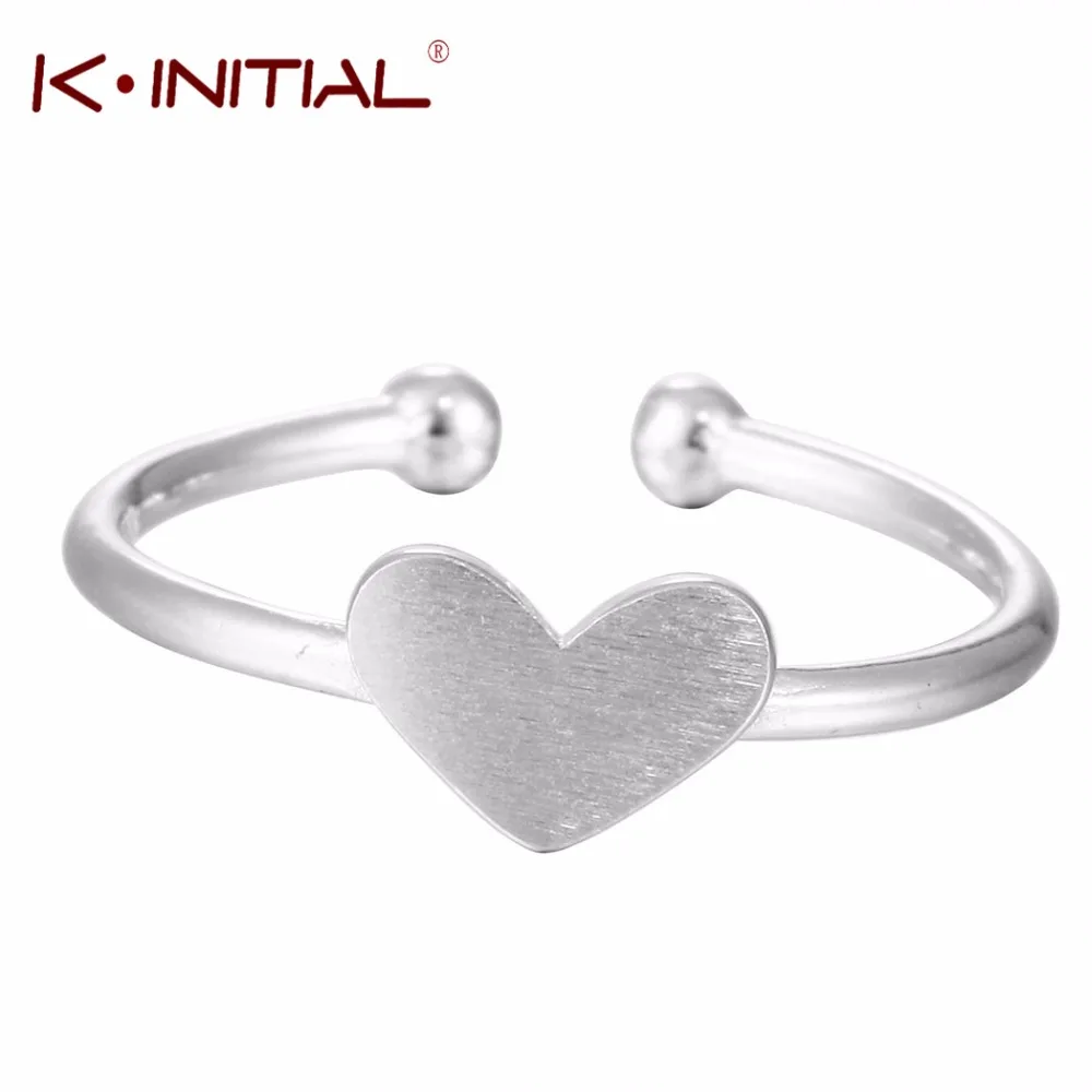 Kinitial 2017 Новая мода 925 стерлингового серебра палец Кольца сердце любовь