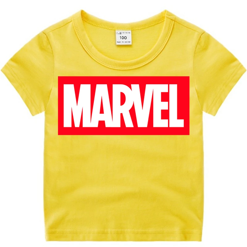 Модные хлопковые футболки с принтом Marvel для мальчиков и девочек детские мягкие