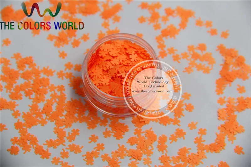 CN-G Solvent Resistant  Neon Orange Red Color Four-leaf Clover Shamrock Shape Glitter Nail Polish and DIY decoration 1Pack =50g