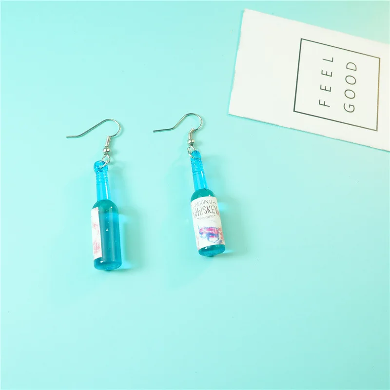 Корейские стеклянные серьги в виде бутылок для женщин 5 цветов индивидуальное