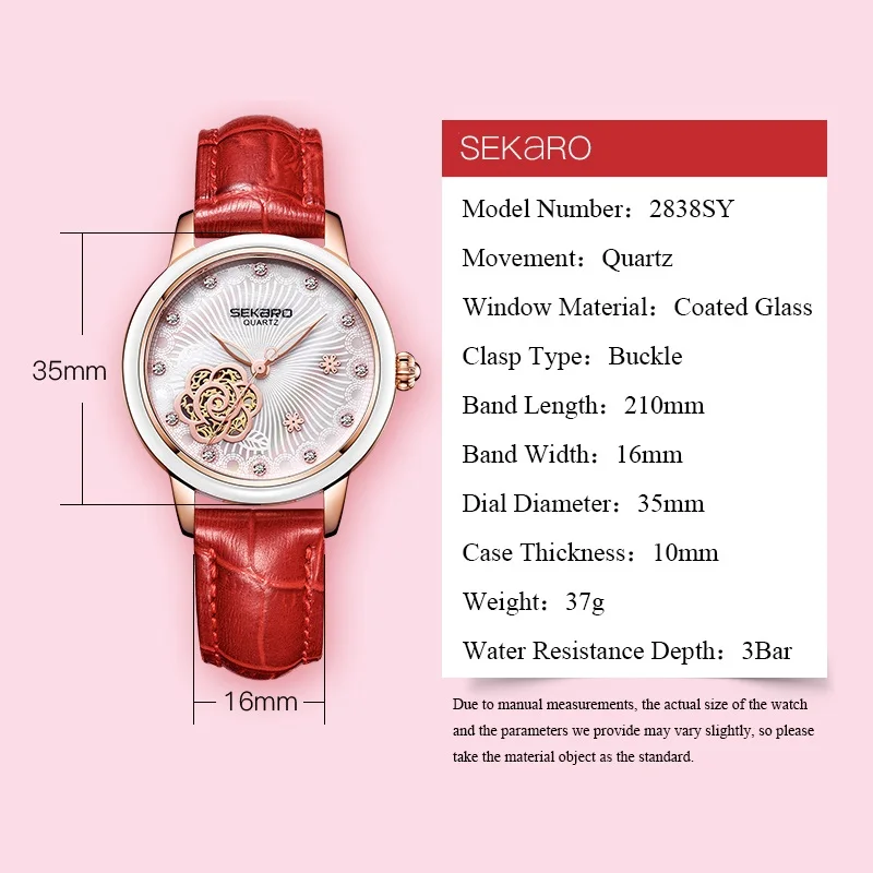 Sekaro 2019 женские роскошные Брендовые часы модные наручные с цветком Montre Femme