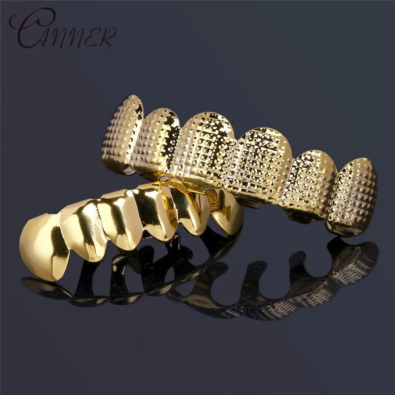 CANNER хип хоп мужские 6 верхних и нижних зубов Золото Серебро Ложные зубы Grillz набор Bump решетки зубные грили Рэппер Украшения для тела подарок