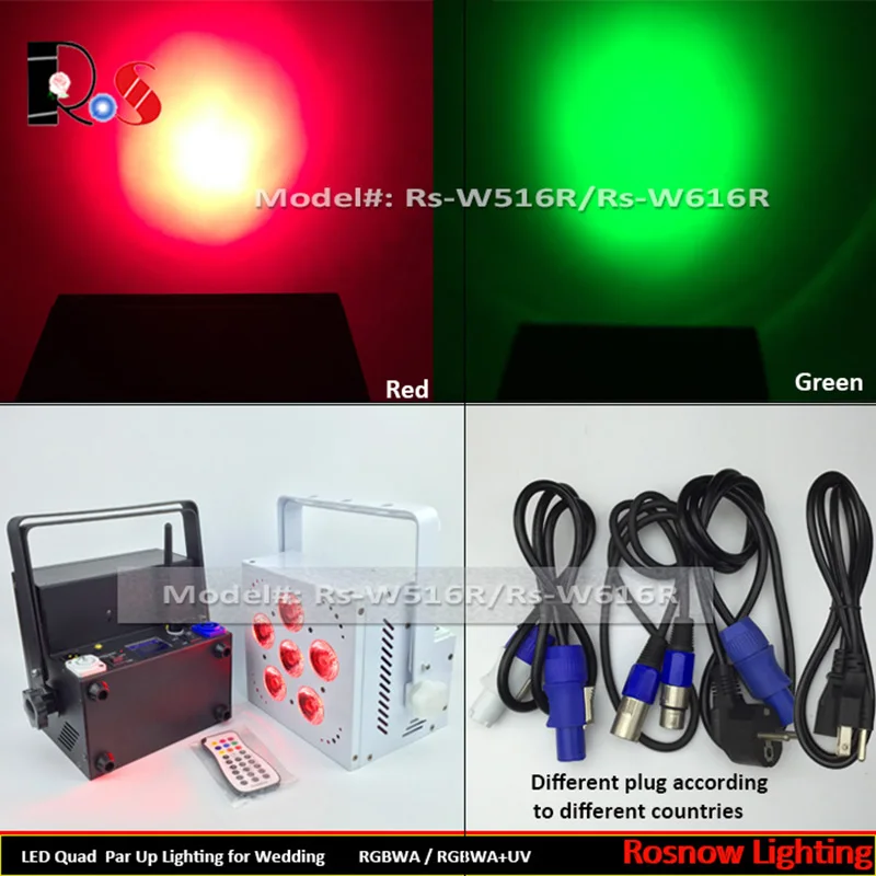 Образец 6x18 Вт RGBWA + UV 6 в 1 2 4 г W-DMX и IRC встроенный на батарейках DJ quad LED PAR-прожектор