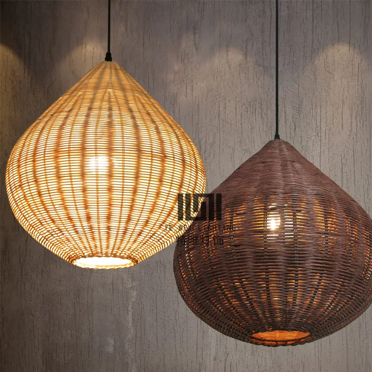 Простой бамбуковый Ротанг фонарь подвесные светильники креативный обеденный