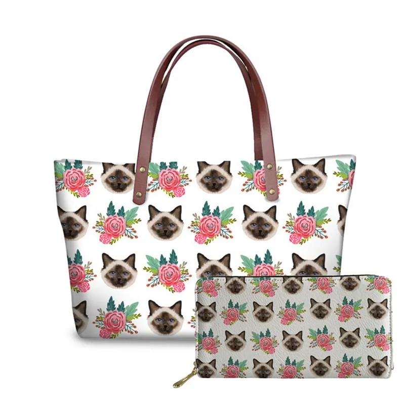 

NOISYDESIGNS Top-handle Bags Women Birman Cat Design Cute Shoulder Bag Leather Purse and Handbag Fashion Messenger Bags Femme