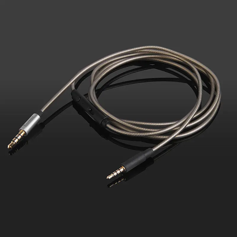Посеребренный запасной аудиокабель с микрофоном и дистанционным управлением