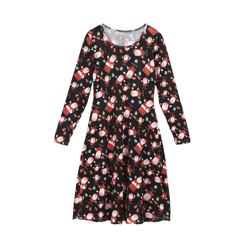 Рождественская одежда для всей семьи новинка 2018 модное осеннее платье трапеция с