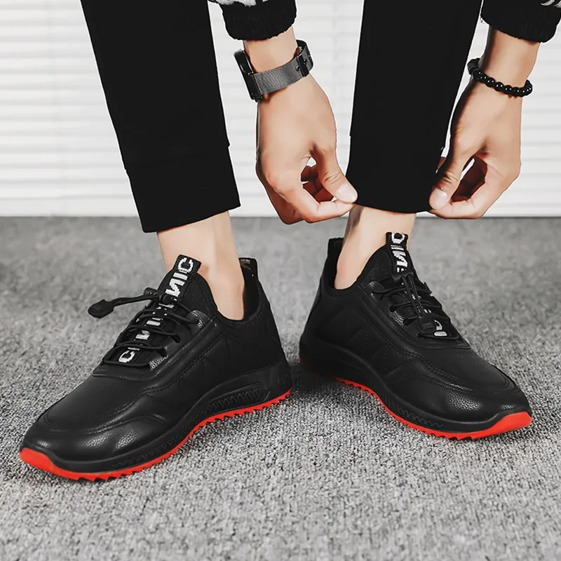 Мужские кожаные лоферы роскошные черные повседневные туфли дышащие кроссовки