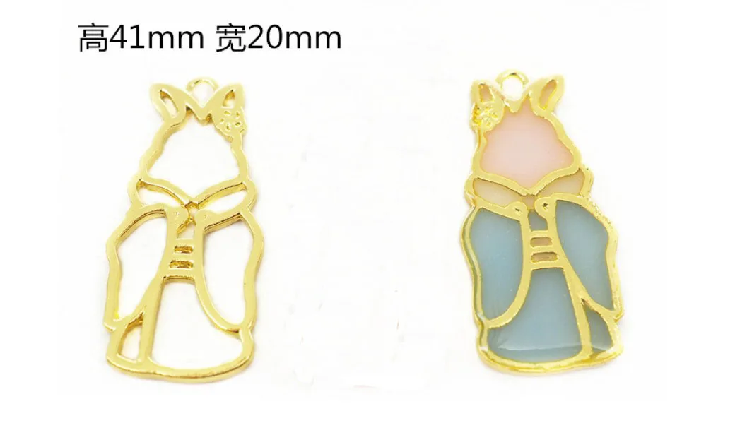 5 шт./лот Кролик кошка олень в кимоно ободок металлическая рамка Подвеска Шарм