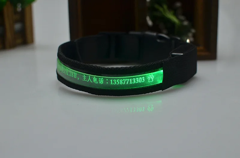 Green Легкий вес Роскошные Анти-отсутствующие нейлоновые светодиодные люминесцентные ошейники для домашних животных - Цвет: Green