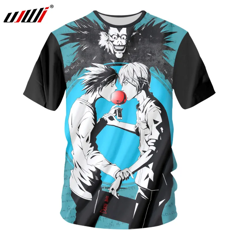 

UJWI Anime Tshirts Men Funny 3d Print Anime Note T-shirt Hombre Hip Hop Short Sleeved Demon Tee Shirts Custom Big Size Tops 7XL