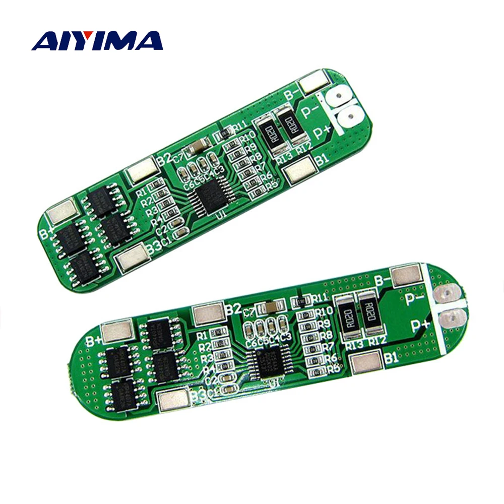 AIYIMA 2Pcs 4S 14.8V 12A Li-ion Lithium Battery BMS 18650 Charger Protection Board Module 16.8V Overcharge Over Short Circuit |