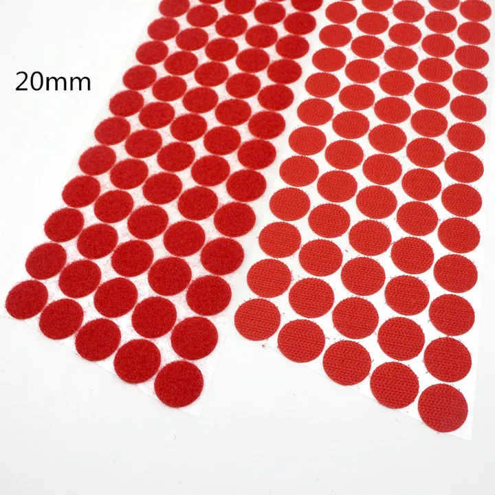Red 20mm 100 Pairs 100 пар 10-20 мм самоклеящаяся клейкая крепежная Лента наклейки "точки" крепкий крючок и петля Волшебная наклейка нейлон Velcros клей двойной замок - Цвет: Red 20mm 100 Pairs