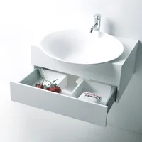 Hola Designer 600 mm Solid Surface Stone Wash Basin Corain Wall Mounted Sink With Drawer RS3872
