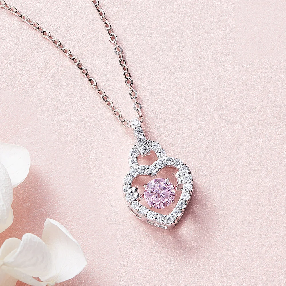 Pink HeeZen, ожерелье с танцующим камнем, Женские Подвески, австрийские стразы, подвеска с кубическим цирконием, модное ювелирное изделие, сексуальный шик, бижутерия - Окраска металла: Pink