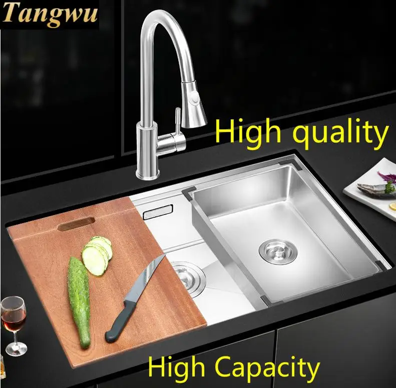 Бесплатная доставка Роскошная кухонная ручная раковина с одним желобом прочная