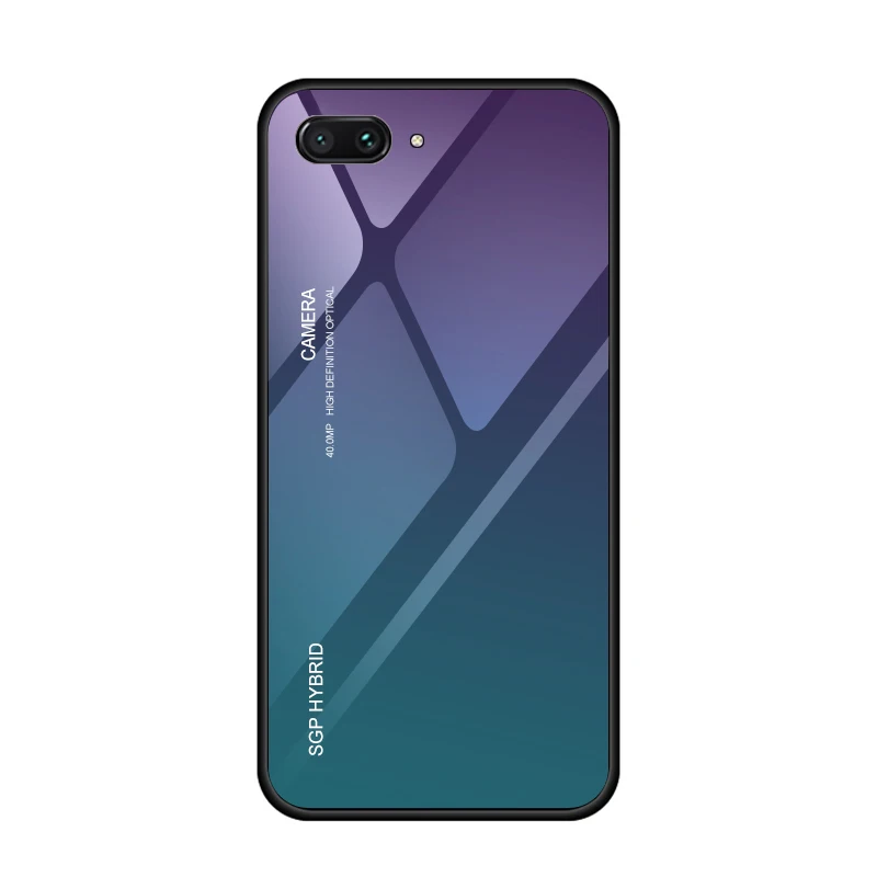 Purple Для huawei Honor 7A Pro чехол противоударный мягкий ТПУ Край задняя крышка градиент закаленное стекло на Honor 7C Pro 8X9 10 Lite светильник X8 - Цвет: Purple