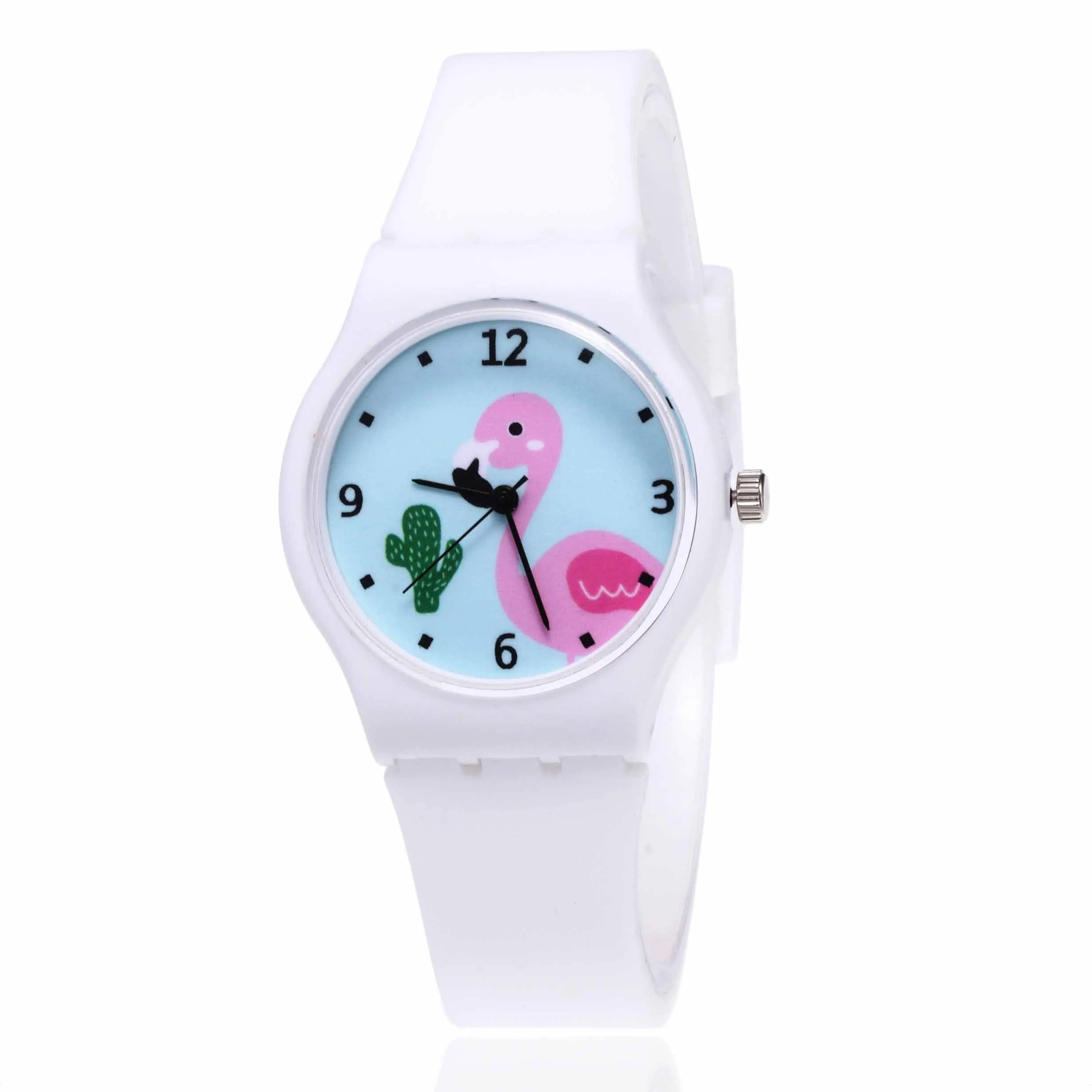 Женские часы с мультяшным рисунком модные детские силиконовым фламинго милые