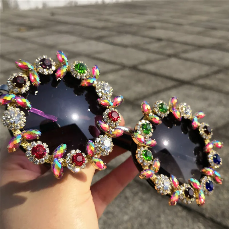 Солнцезащитные очки FML розовые Овальные женские алмазные желтые линзы UV400