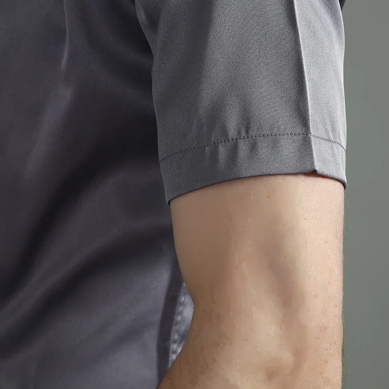 

GEJIAN Men's Fashion New Stretch Shirt Short Sleeve Solid Office Men Shirt camisa masculina Summer Casual Business Shirt camisas