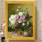 Набор для вышивания крестиком, набор для рукоделия, благородная ваза, набивной узор Розовый цветок пиона, подарок ручной работы