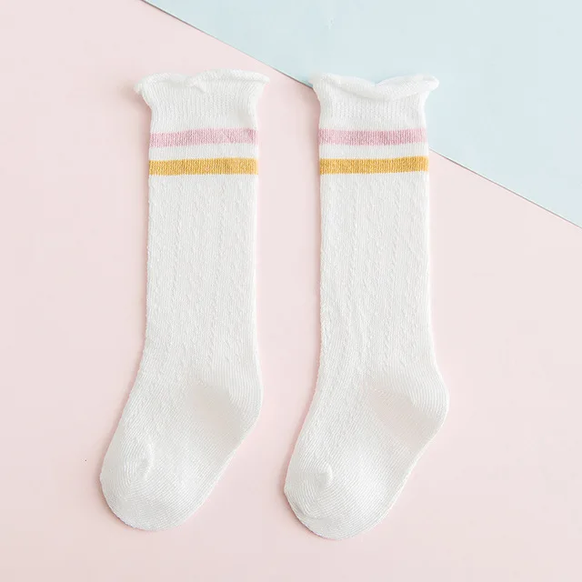 

0-4Y Summer Baby Kid Socks Girl Children Cute Princess Pantihose Mesh Stirped Girls Knee High Long Socks Girls Knee Socks