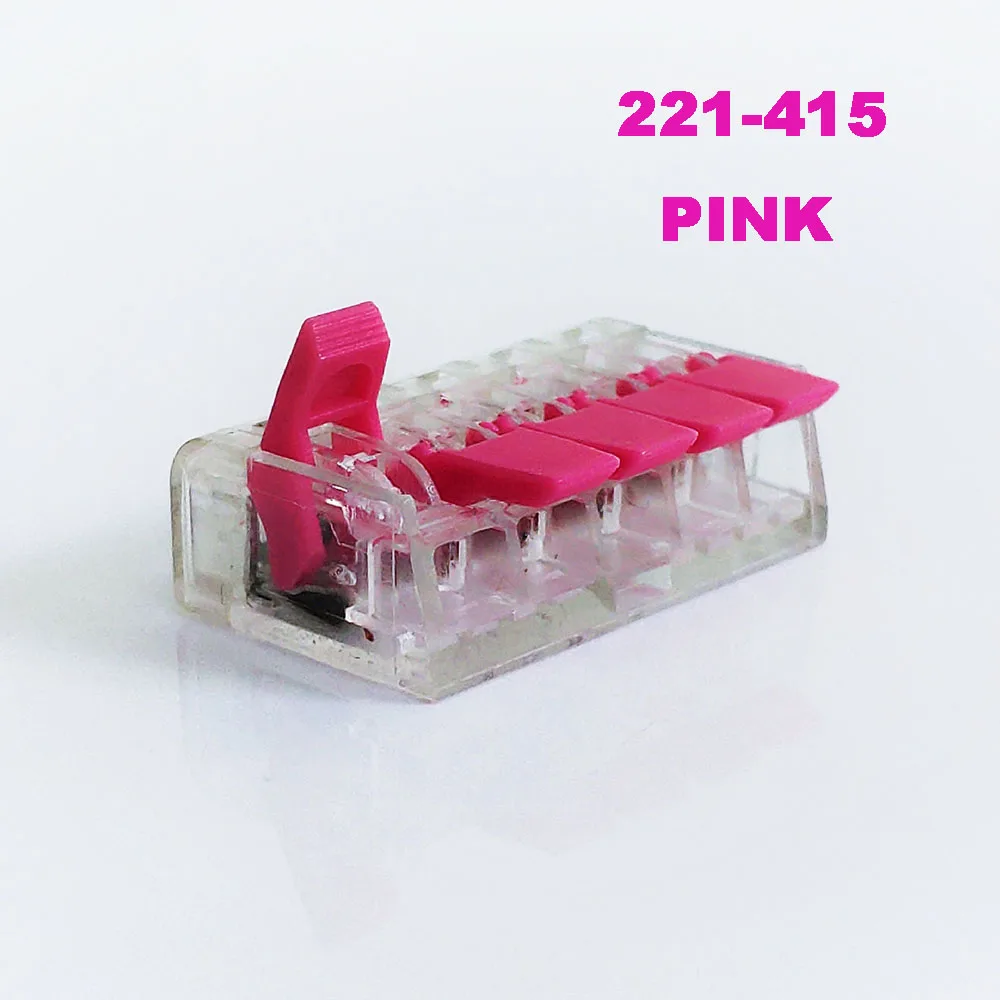 221-415-pink Разъем провода 412 413 тип Быстрый провод Кабельный соединитель Универсальный Компактный Быстрый провод разъем питания нажимной клеммный блок - Цвет: 221-415-pink