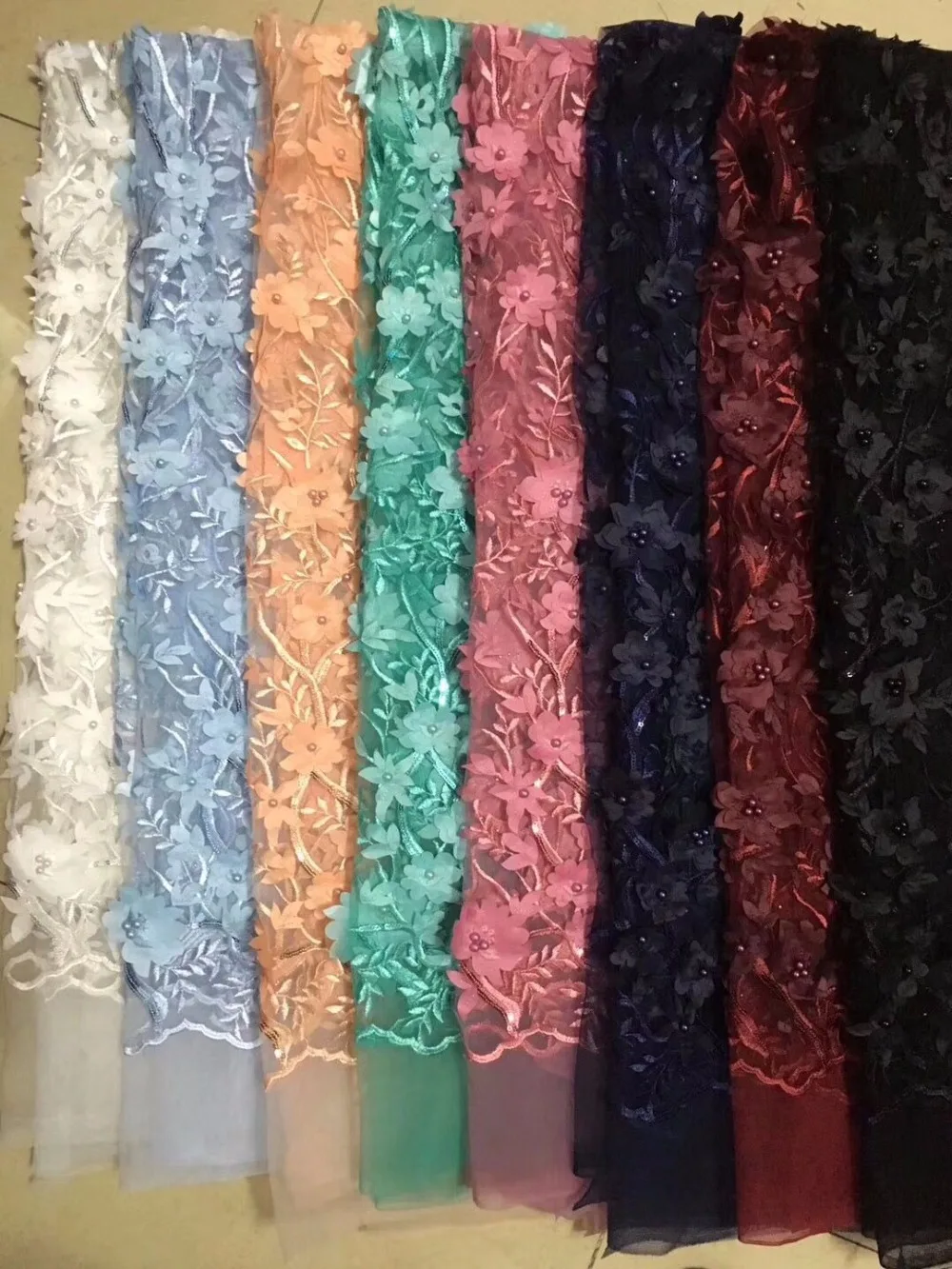 Новая Тюлевая кружевная ткань 3D цветок Высококачественная из бисера красивая в