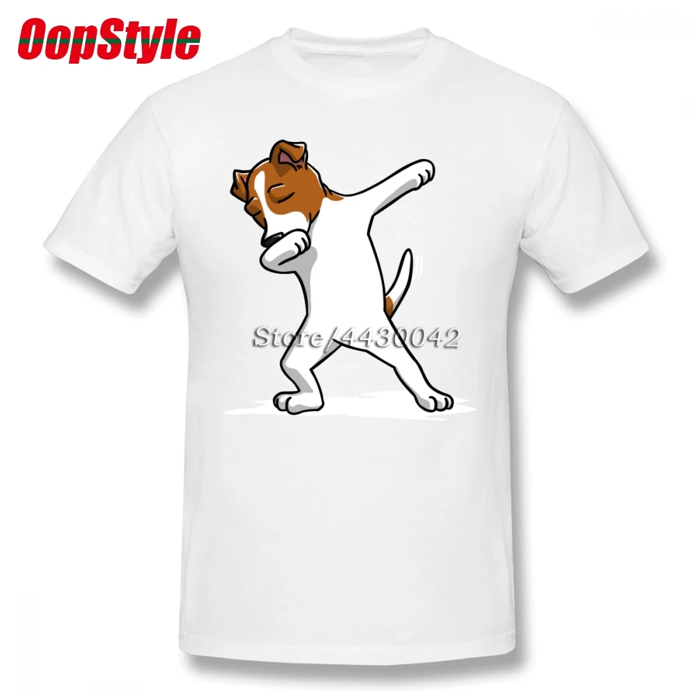 Funny Dabbing Jack Russell Terrier Dog T-shirt For Men Dropshipping Summer Short Sleeve Cotton Plus Size Custom Team Tee 4XL 5XL | Мужская