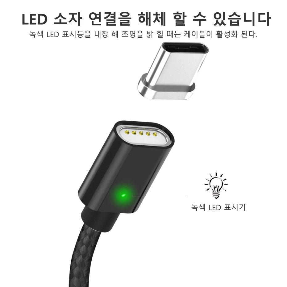 TOPK 1M 2M 2.4A Магнитный кабель type C, обновленный нейлоновый светодиодный кабель с индикатором USB C для зарядки и синхронизации данных USB C кабель для samsung