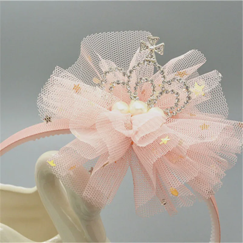 Кружевная Цветочная повязка стразы корона накладная на голову для девочек/детей