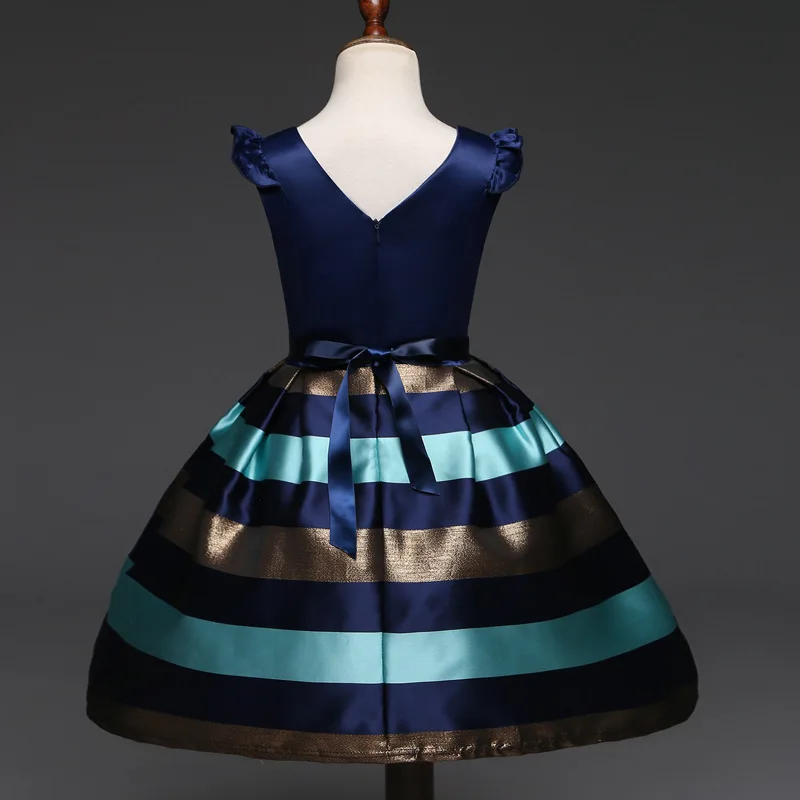 A-line Girls Dresses 2019 Summer Sleeveless Kids Clothing Children 2-8 Years Horizontal Stripes Dress X015 | Детская одежда и