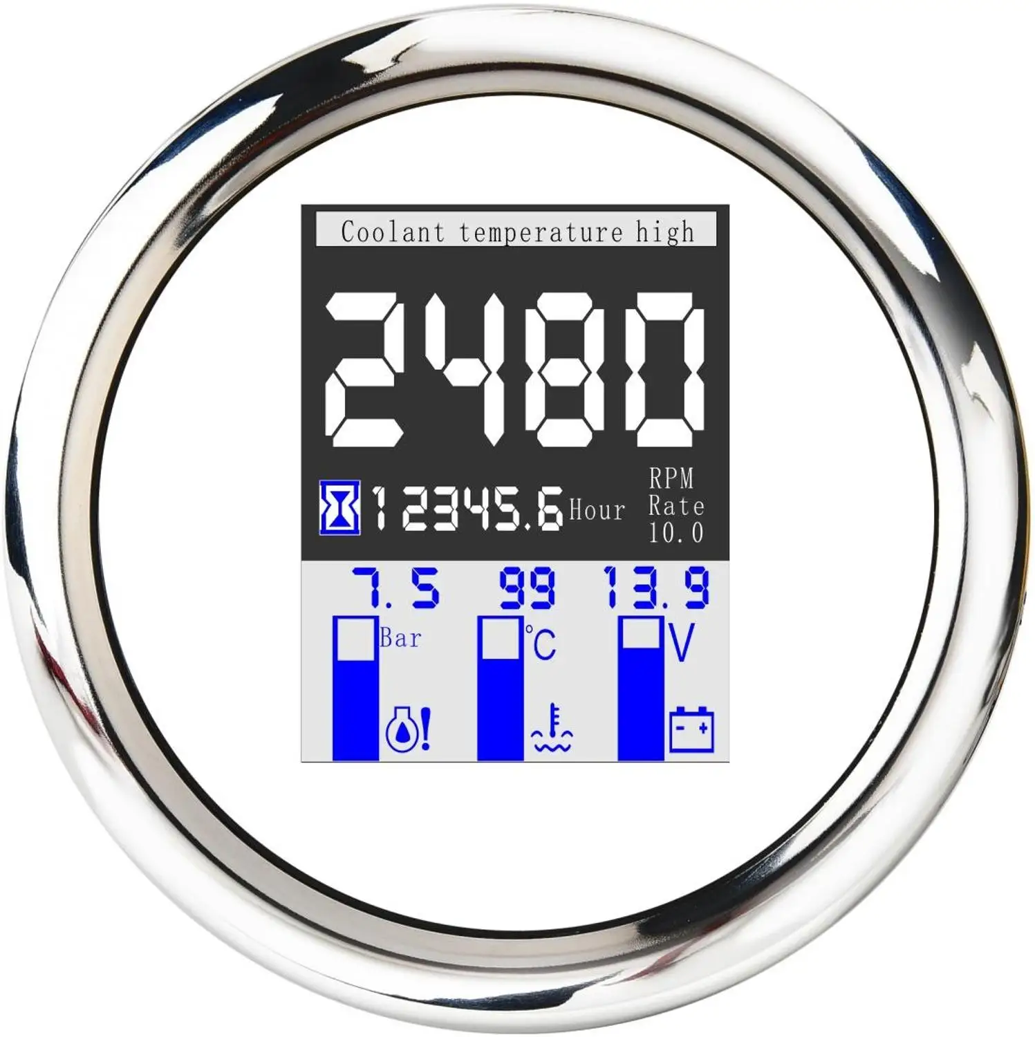 316 Stainless Steel Four Multifunction Gauge IP67 85mm For Marine Boat Yacht